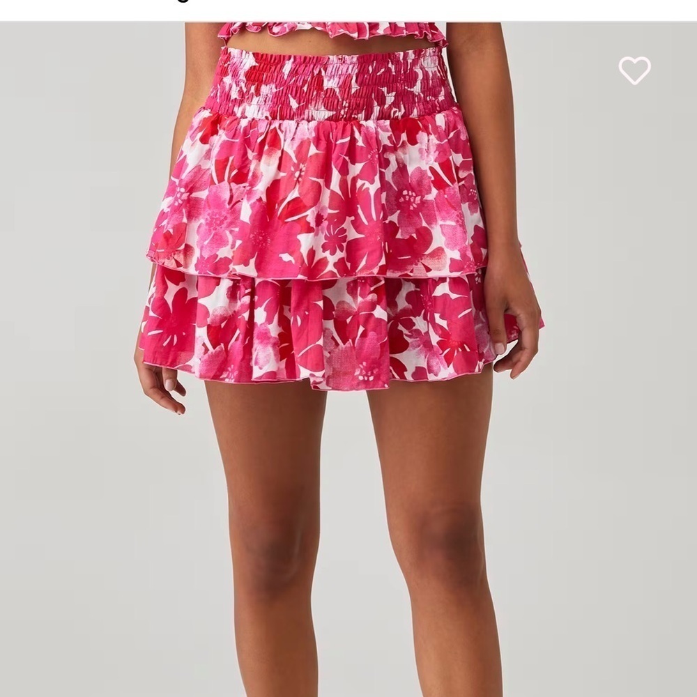 Tiara Hawaii Floral Pink Tiered Skirt
